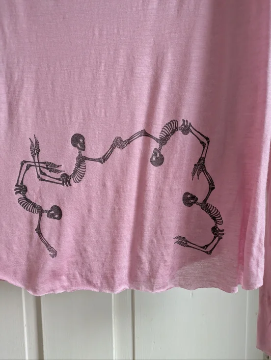 Thomas Wylde Lyocel Graphic Skeleton Design, Pink, Long Sleeve T Shirt -M - Picture 5 of 7
